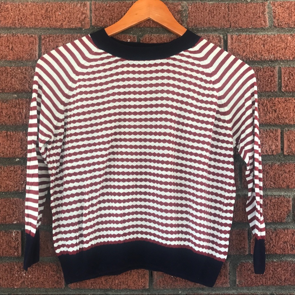 French Girl Olivaceous Red Striped Shirt